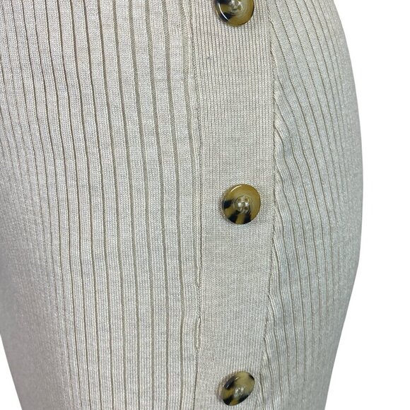 Hippie Rose Ribbed Knit Sleeveless Dress Slit Buttons Sz L Oatmeal Beige #281L - Picture 5 of 10